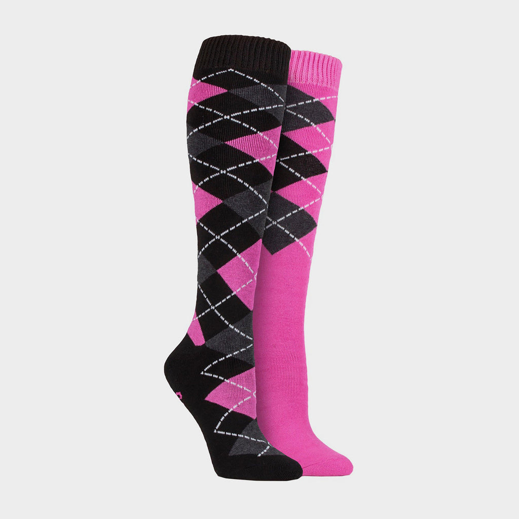 StormBloc® Ladies Equestrian Midweight Argyle Socks Black/Pink