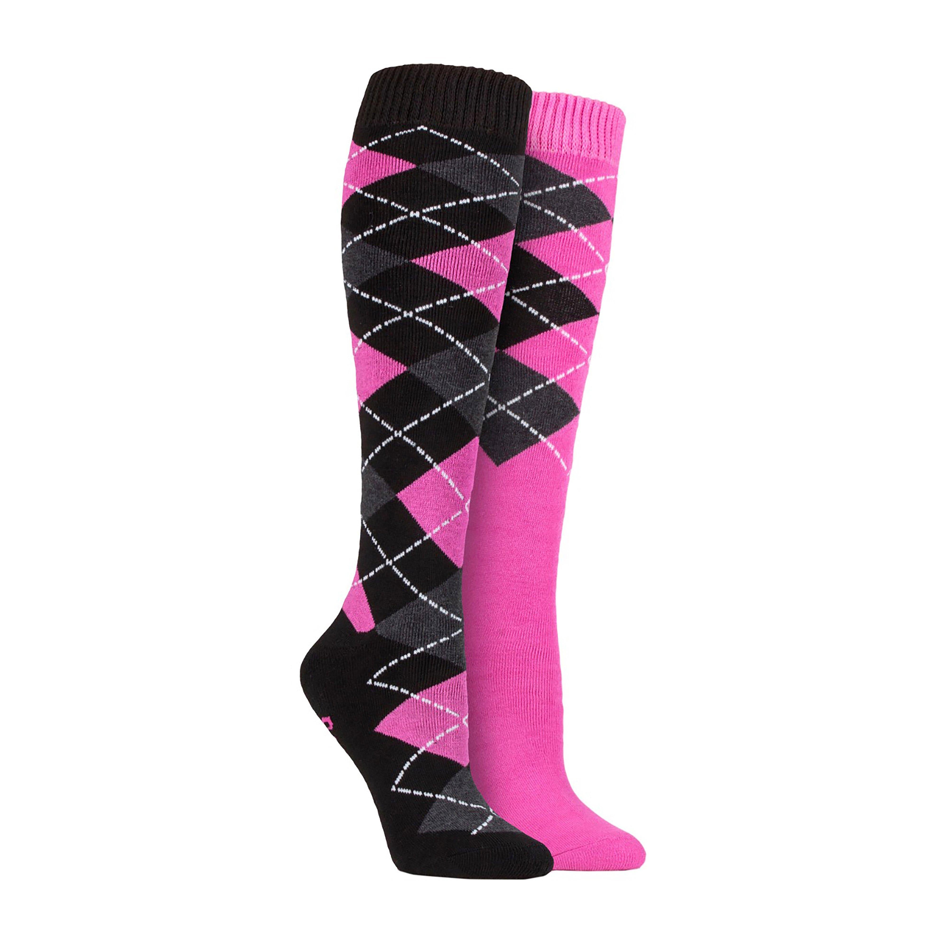 StormBloc® Ladies Equestrian Midweight Argyle Socks Black/Pink