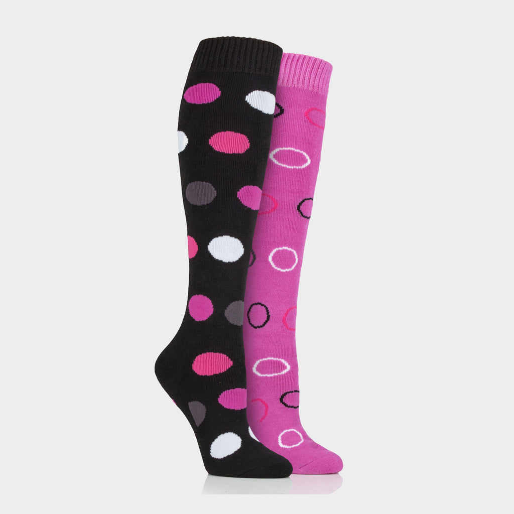 Womens Equestrian Midweight Spotty Socks Black/Pink