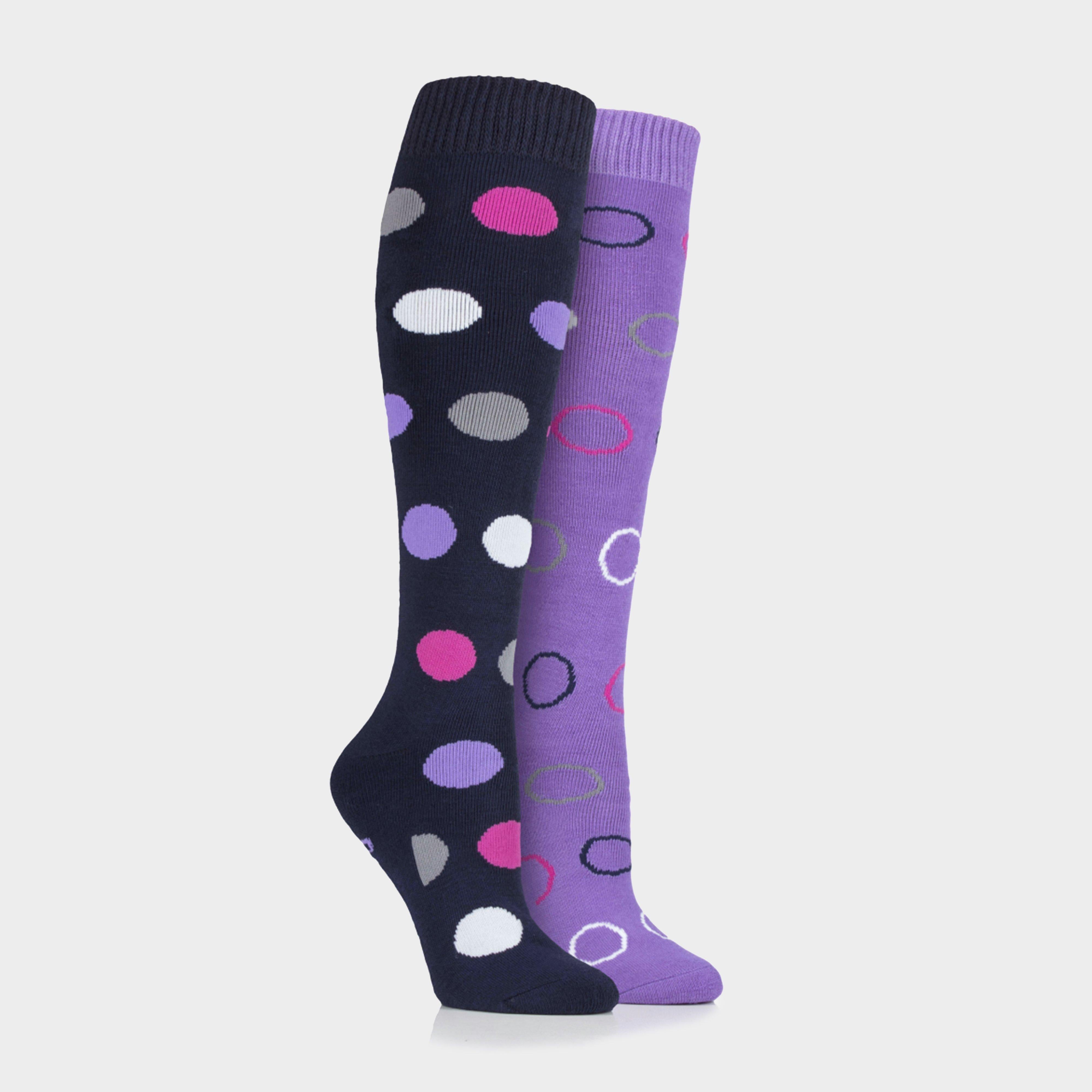 Womens Equestrian Midweight Spotty Socks Navy/Lilac