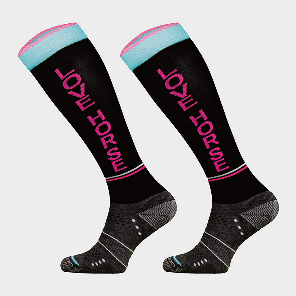Adults Love Horses Socks Black