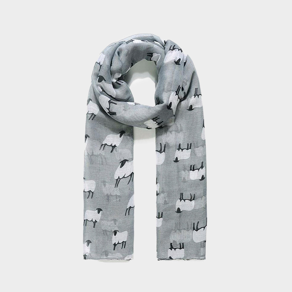 Platinum Sheep Print Scarf Grey