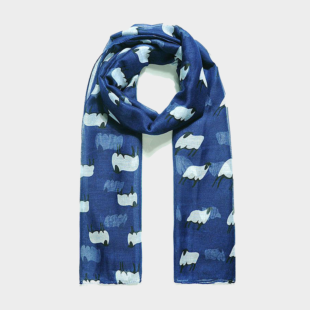 Platinum Sheep Print Scarf Navy