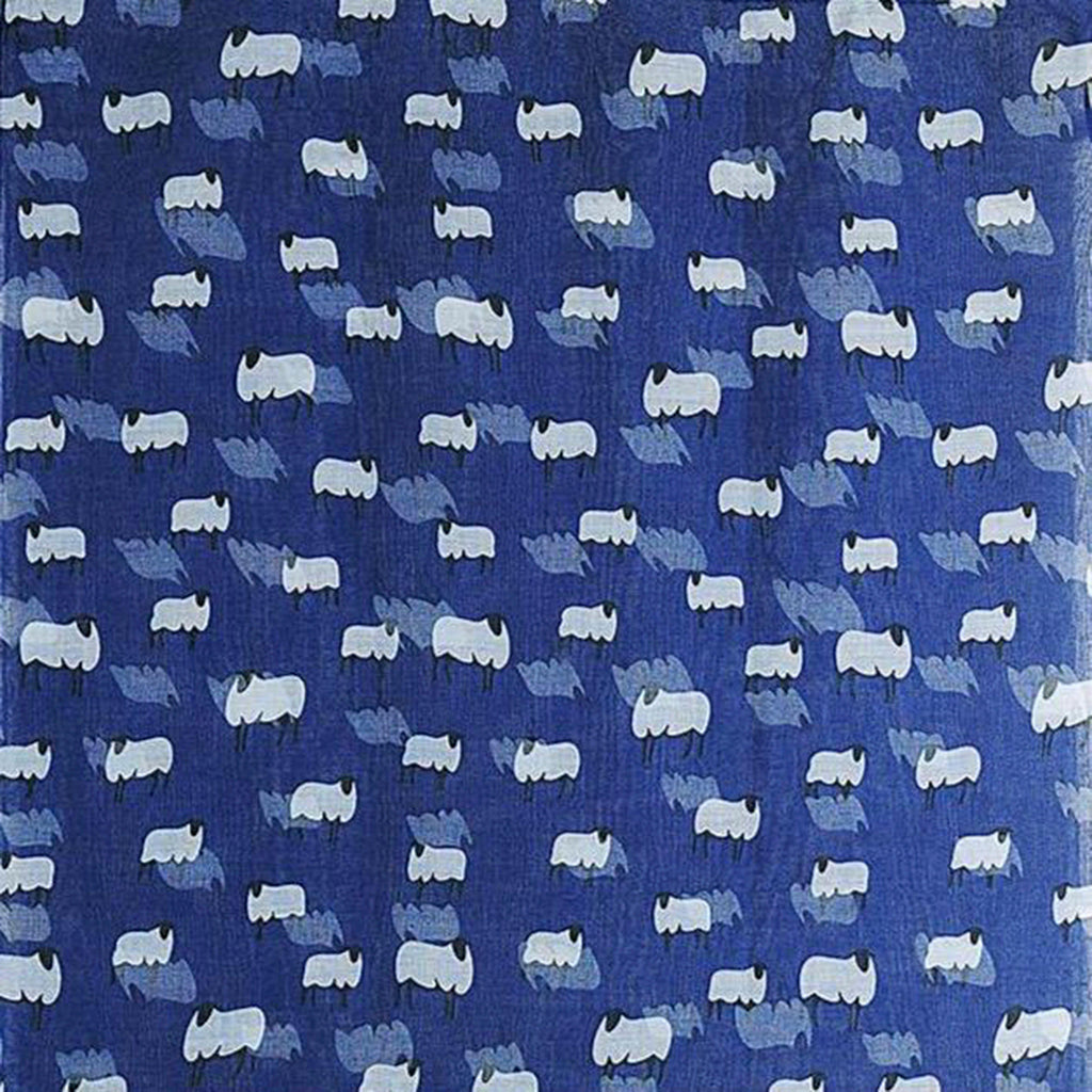 Platinum Sheep Print Scarf Navy