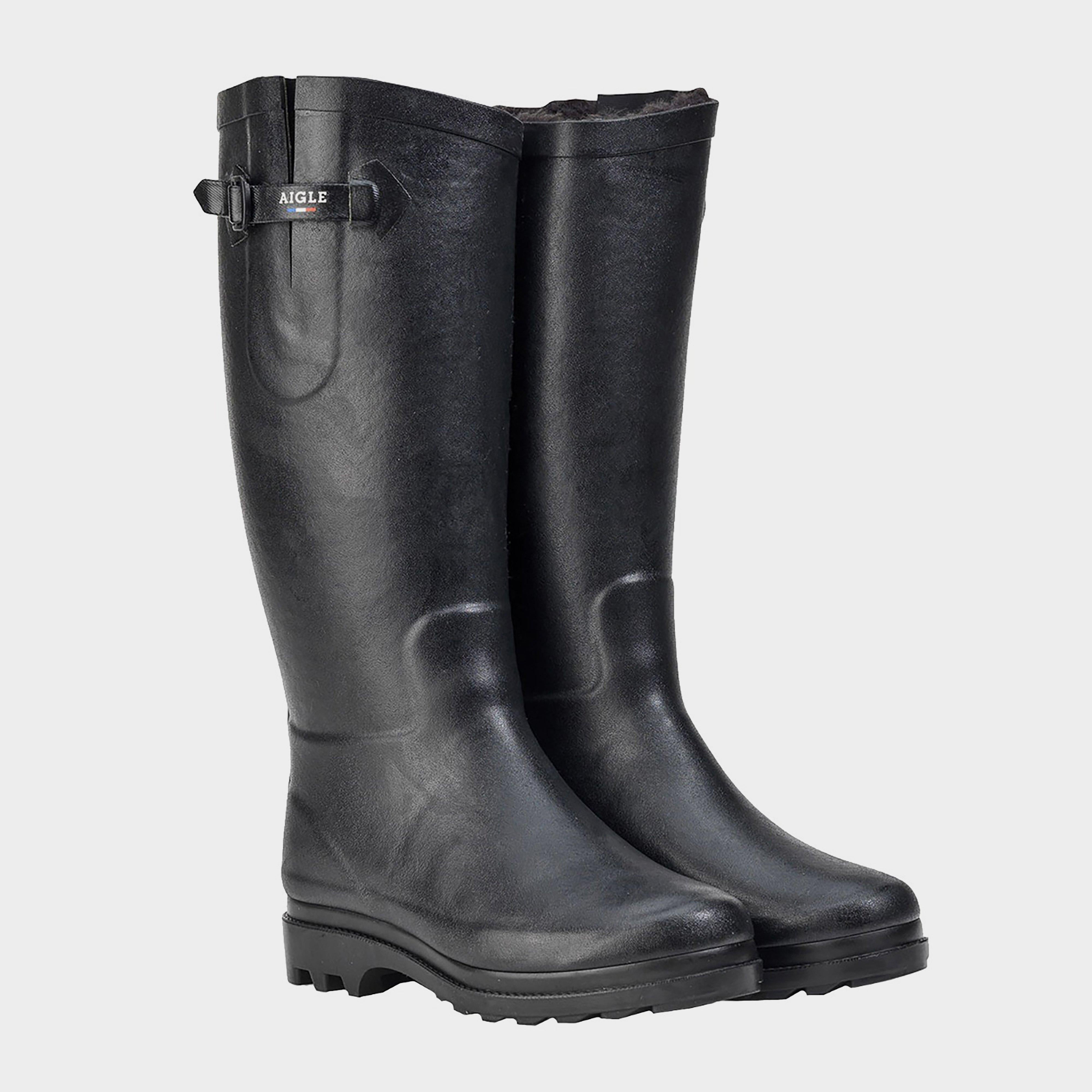 Ladies Aiglentine Fur Lined II Wellington Boots Noir