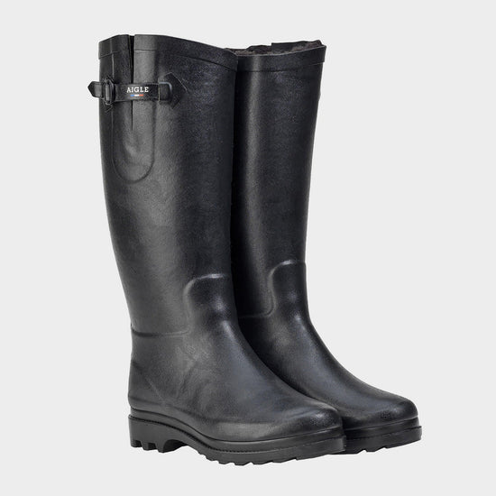 Ladies Aiglentine Fur Lined II Wellington Boots Noir