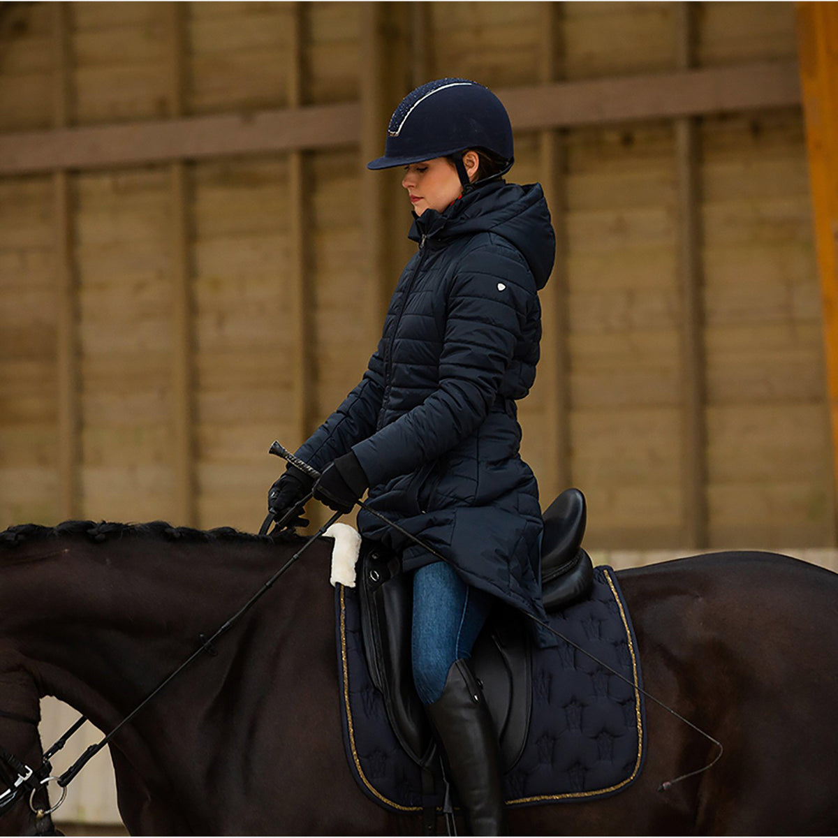Womens Charlotte Long Riding Jacket Dark Navy