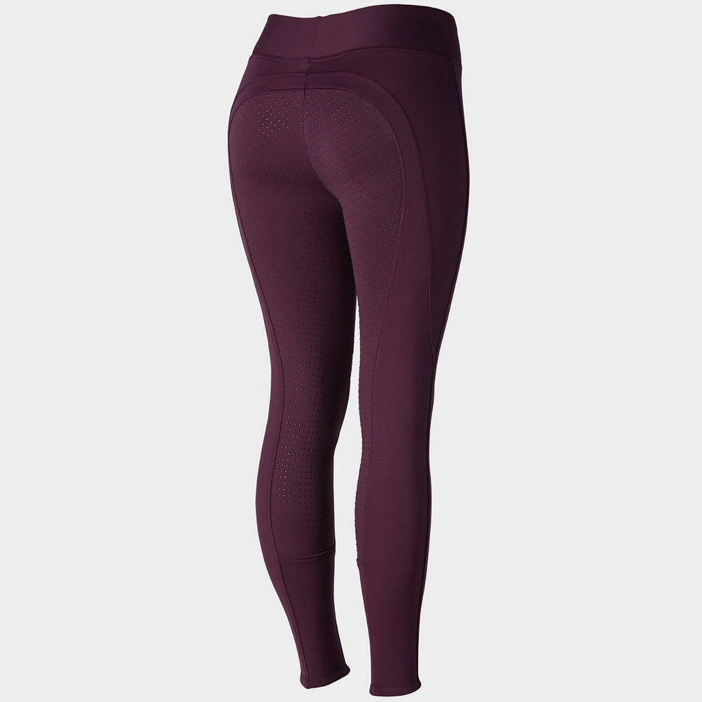 Ladies Active Silicone Full Seat Tights Eggplant Burgundy