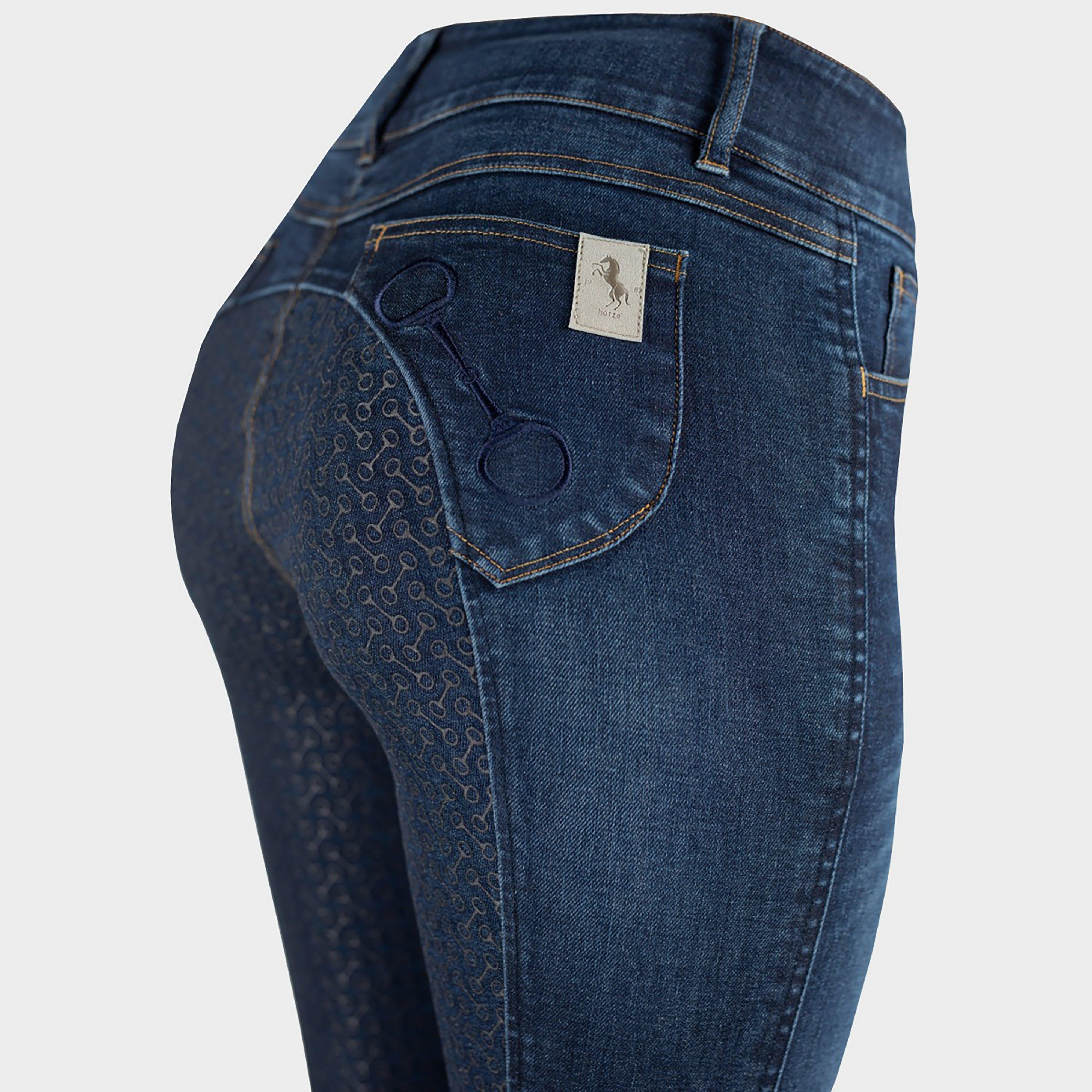 Ladies Kaia High Waisted Silicone Full Seat Breeches Denim