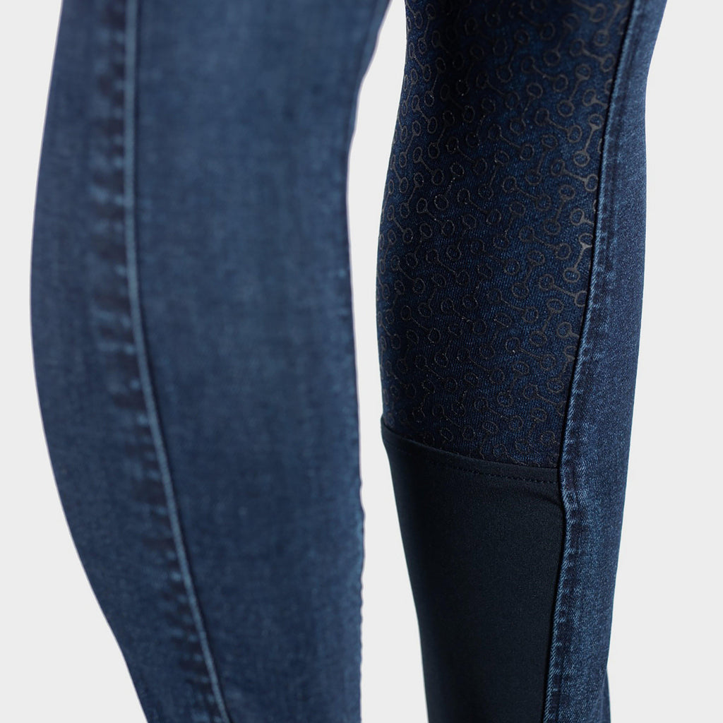 Ladies Kaia High Waisted Silicone Full Seat Breeches Denim