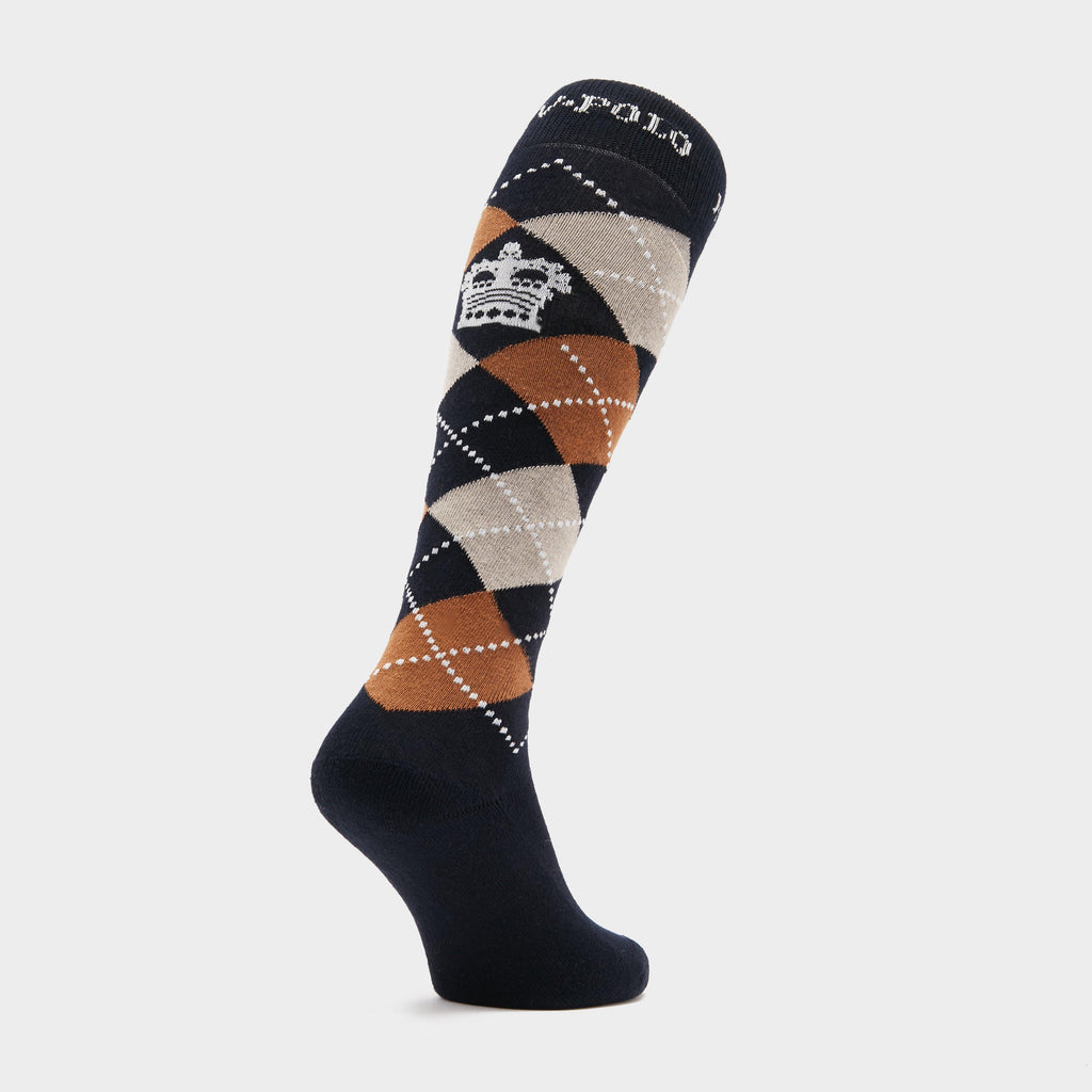 Argyle Socks Navy/Camel Heather