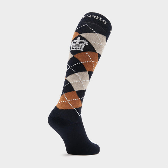 Argyle Socks Navy/Camel Heather