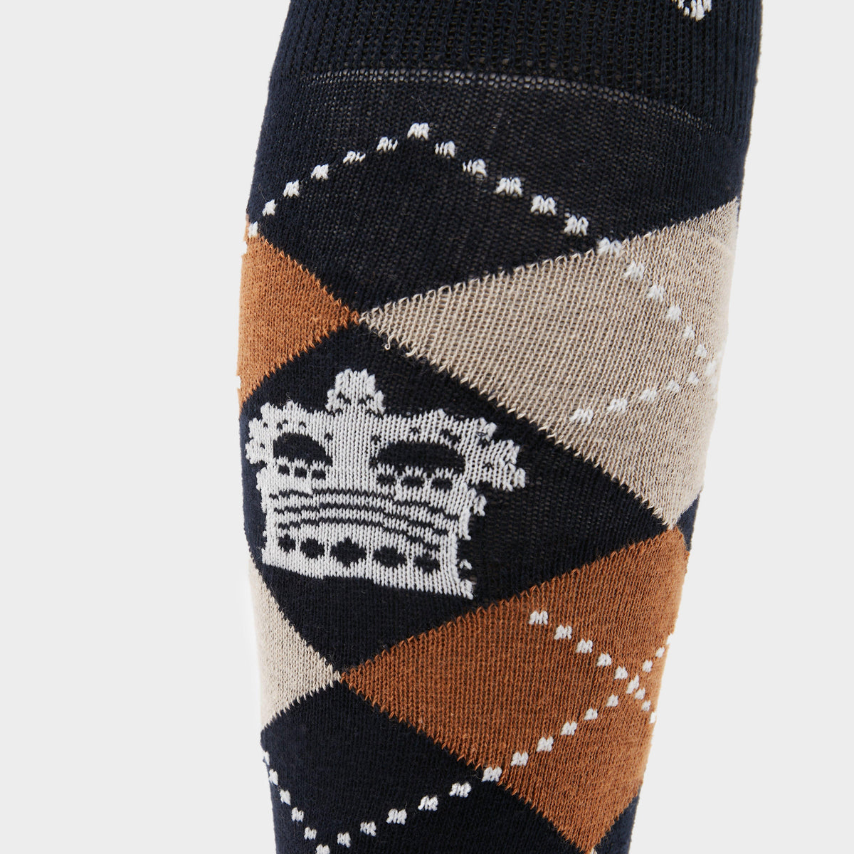 Argyle Socks Navy/Camel Heather