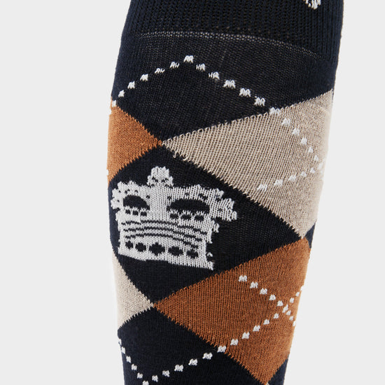 Argyle Socks Navy/Camel Heather