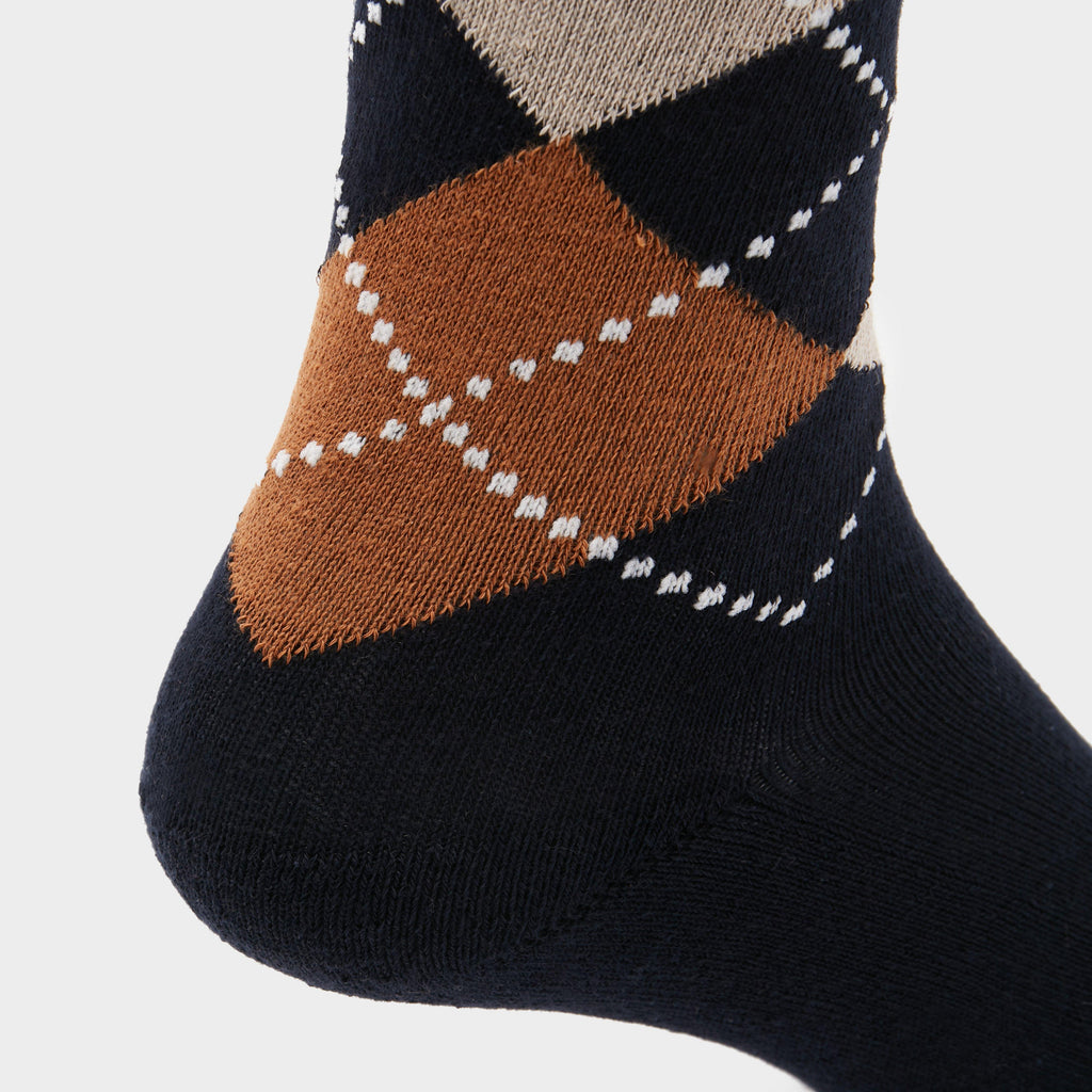 Argyle Socks Navy/Camel Heather