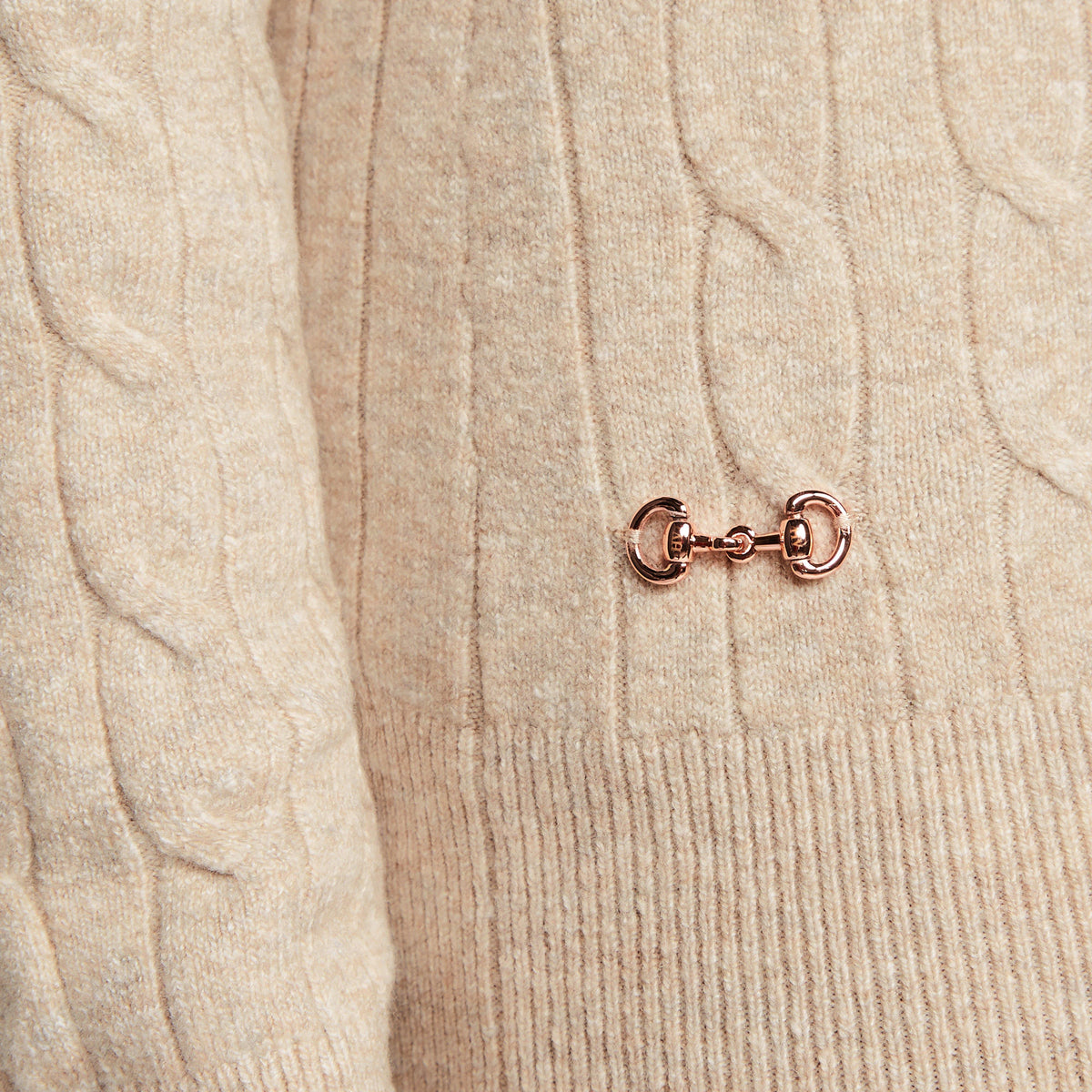 Womens Classy Cable Pullover Champagne Light Grey Heather