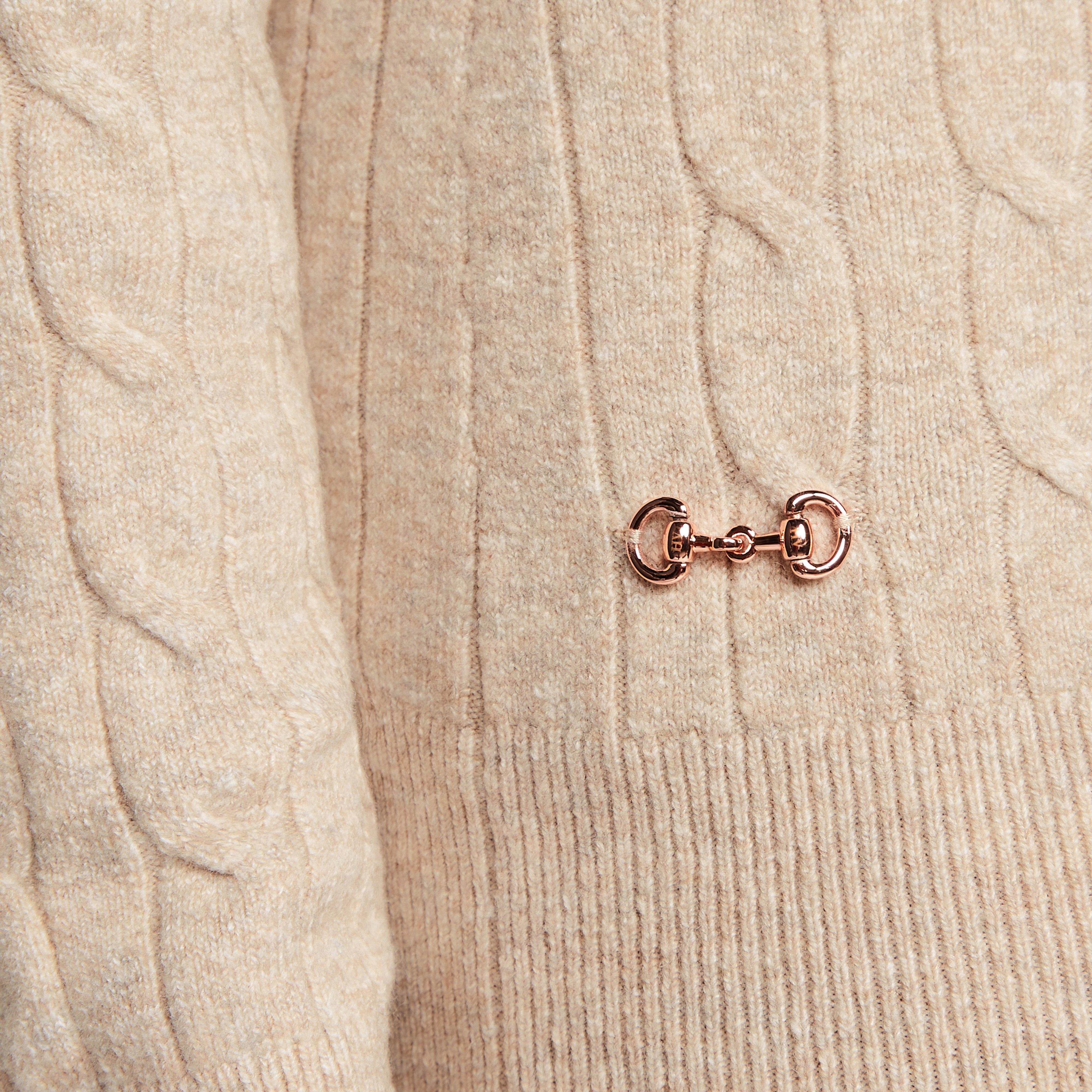 Womens Classy Cable Pullover Champagne Light Grey Heather