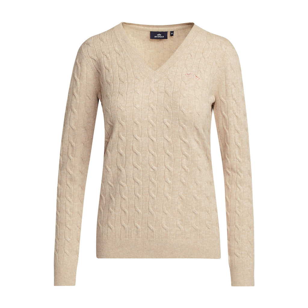 Womens Classy Cable Pullover Champagne Light Grey Heather