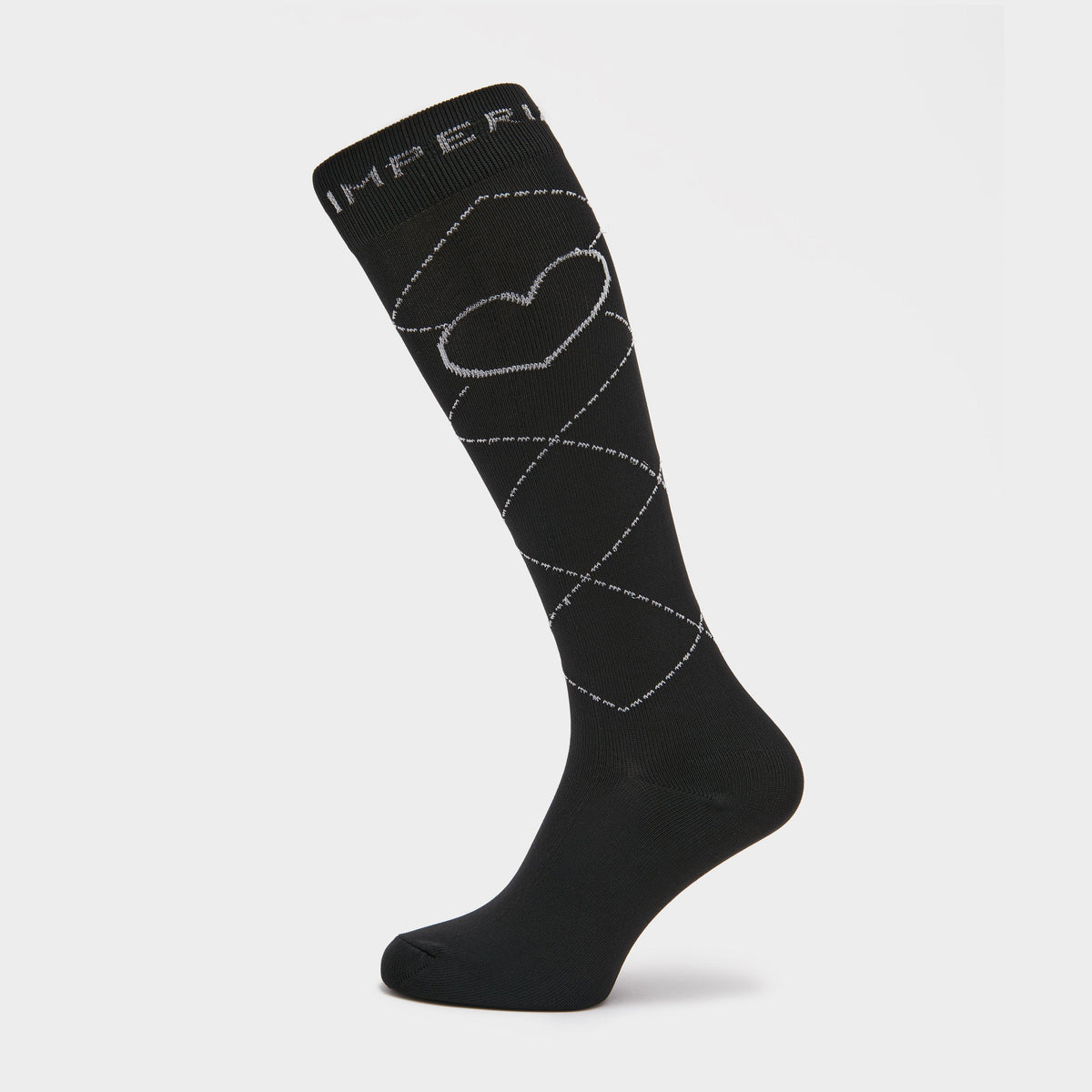 Womens Heart Long Socks Black