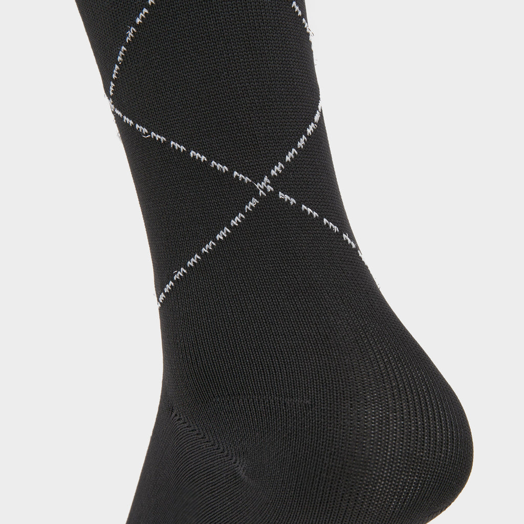 Womens Heart Long Socks Black