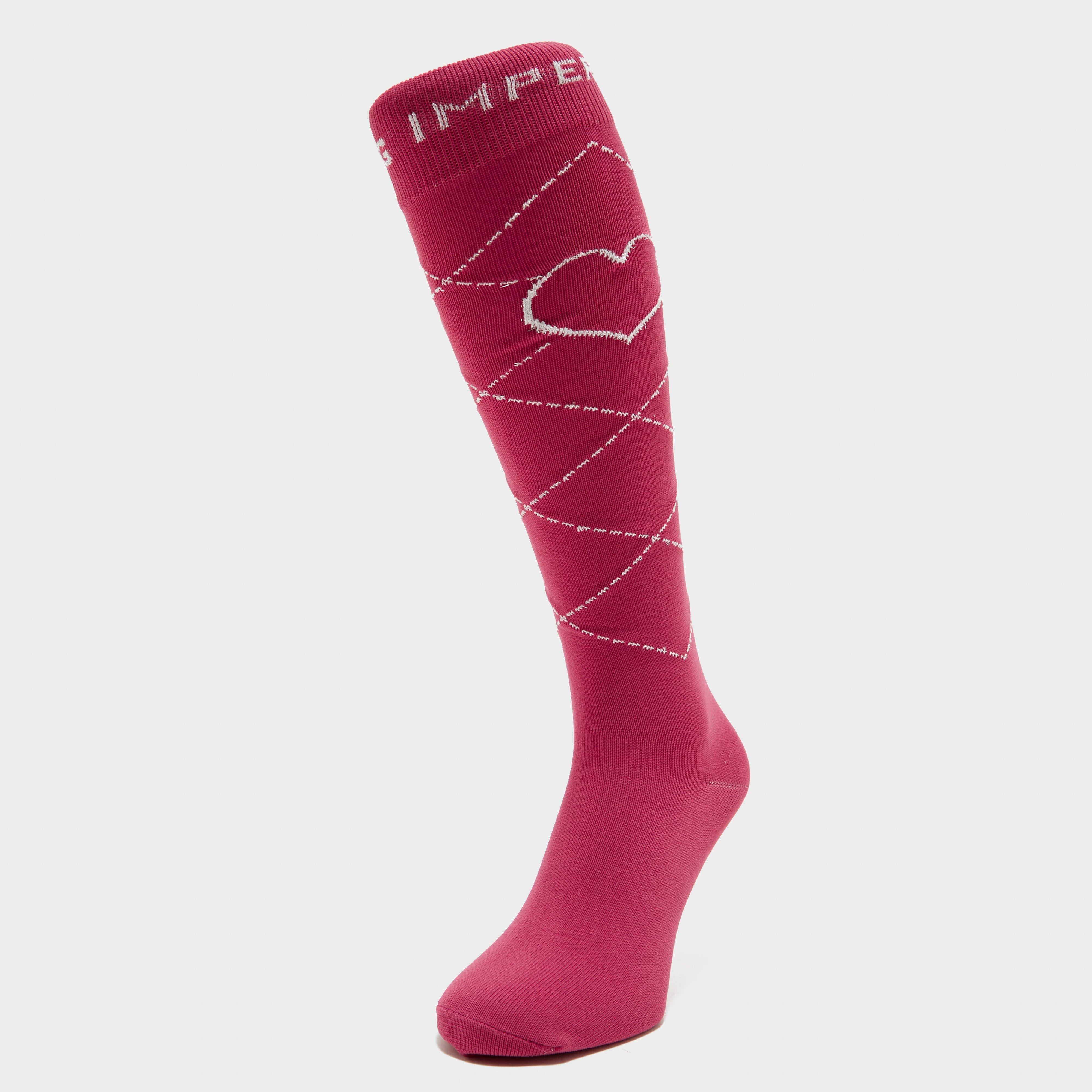 Womens Heart Long Socks Pink