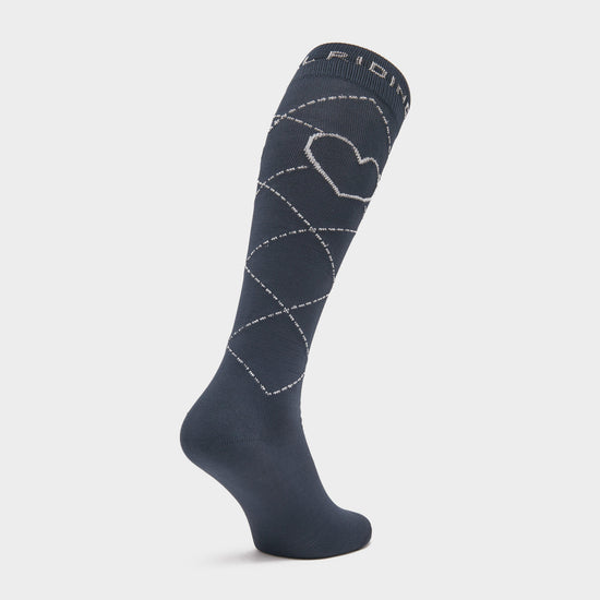Heart Long Socks Navy