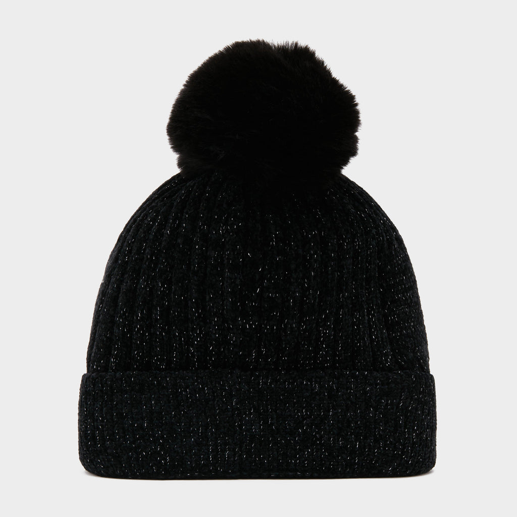 Womens Dusty Star Velvet Beanie Black