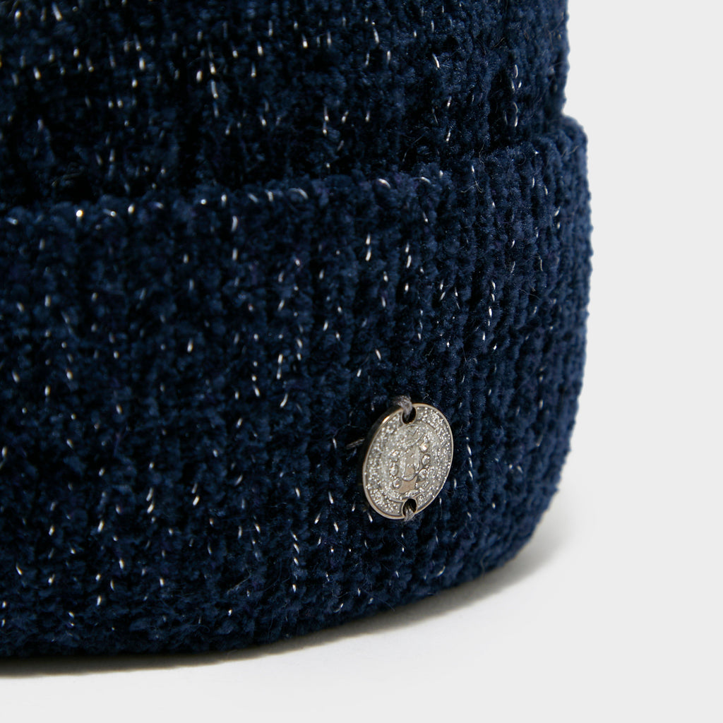 Dusty Star Velvet Beanie Navy