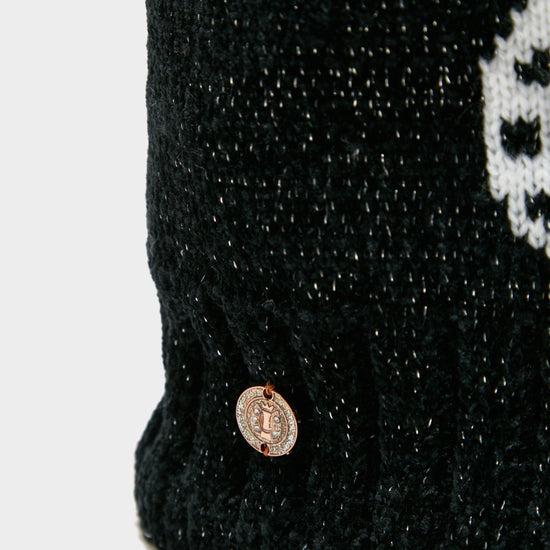 Womens Dusty Star Velvet Loop Scarf Black