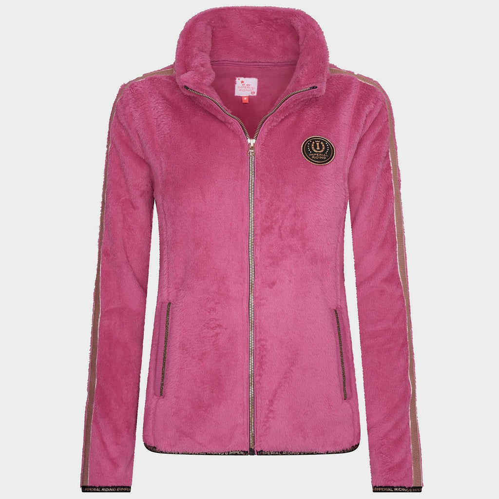 Womens Furry Chic Fleece Jacket Flowery Pink