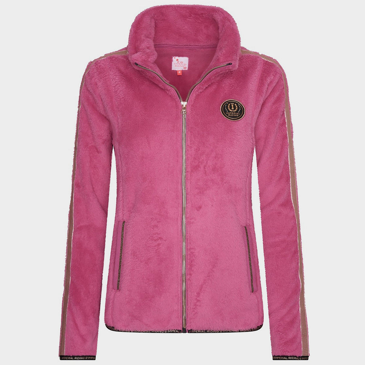 Womens Furry Chic Fleece Jacket Flowery Pink