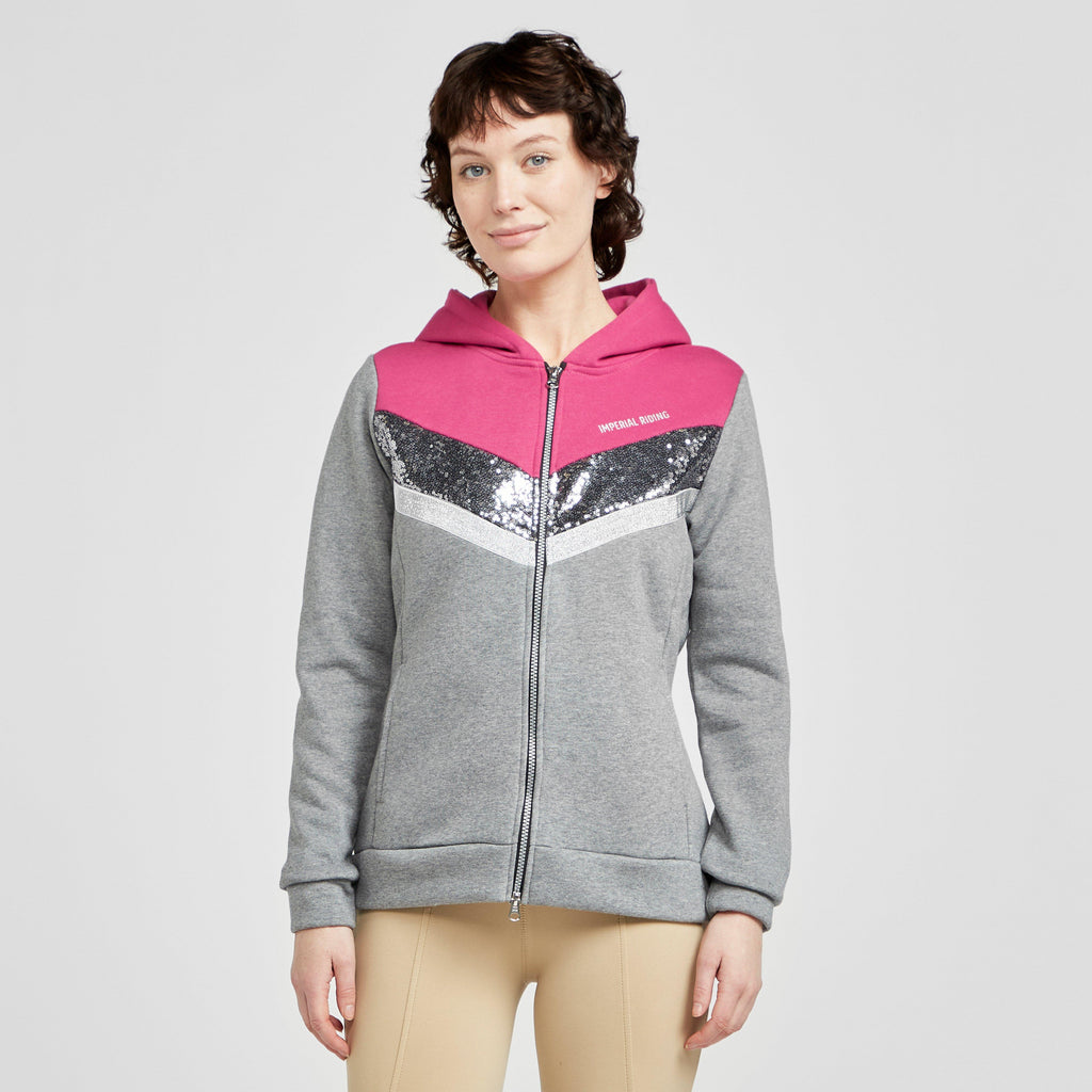 Womens Diamond Hooded Sweat Jacket Flower Pink