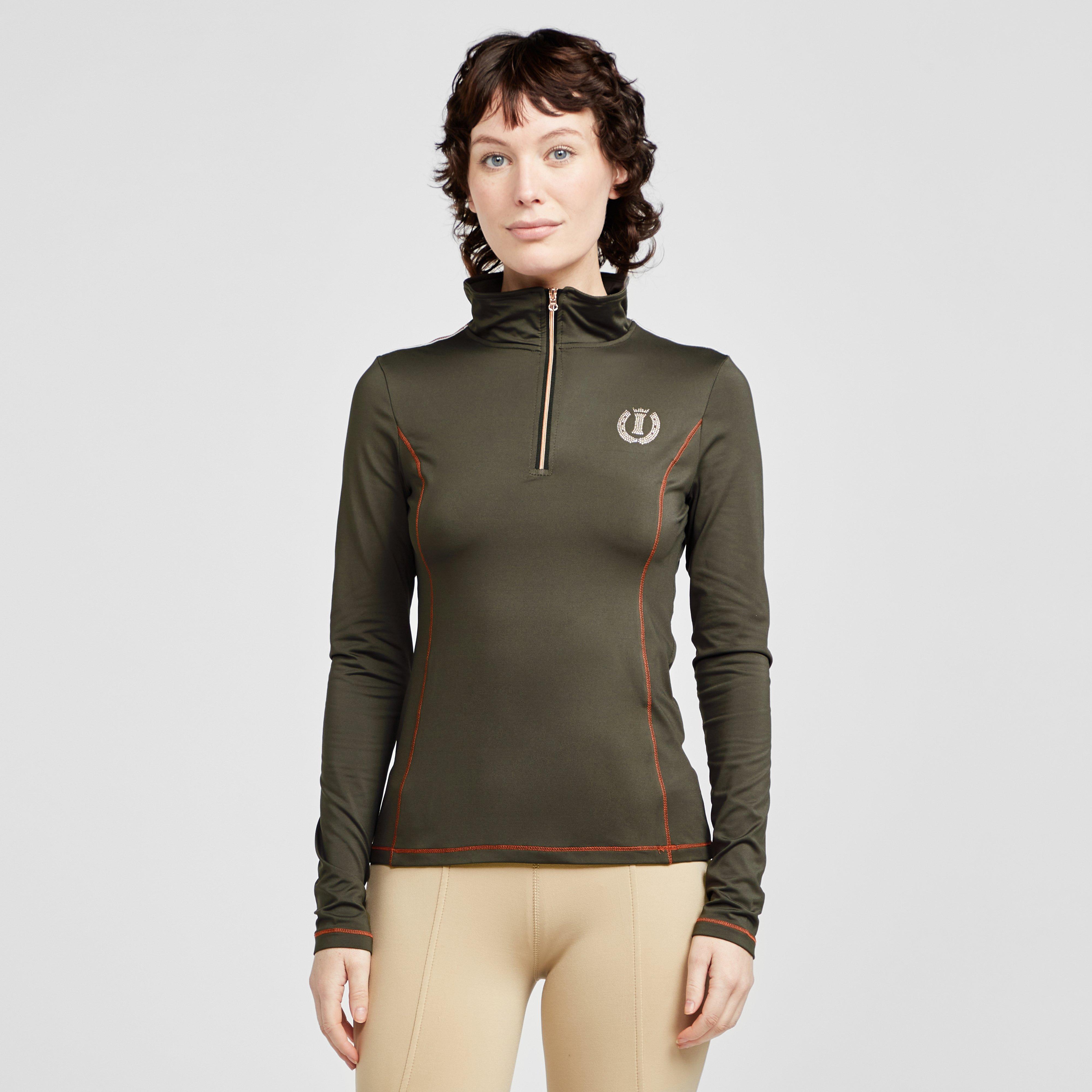 Womens Sporty Star 1/2 Zip Technical Top Dark Olive