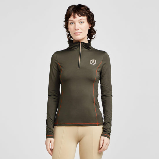 Womens Sporty Star 1/2 Zip Technical Top Dark Olive