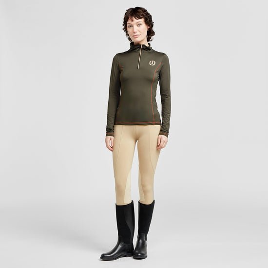 Womens Sporty Star 1/2 Zip Technical Top Dark Olive