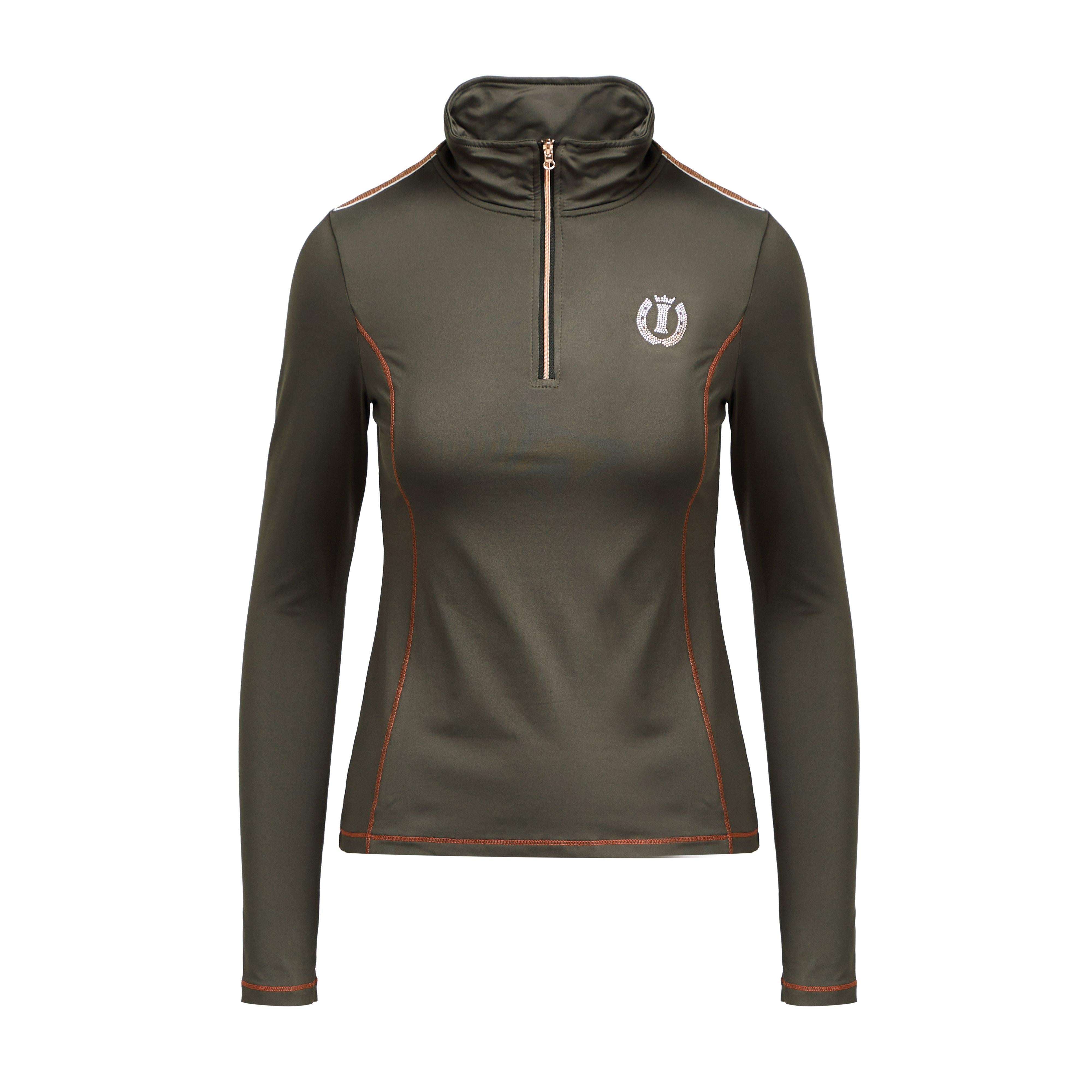 Womens Sporty Star 1/2 Zip Technical Top Dark Olive
