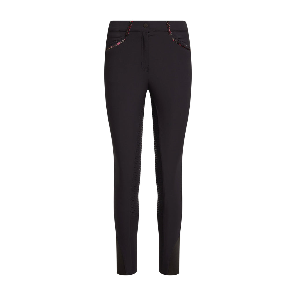 Womens El Capone Silicone Full Seats Breeches Black Flower