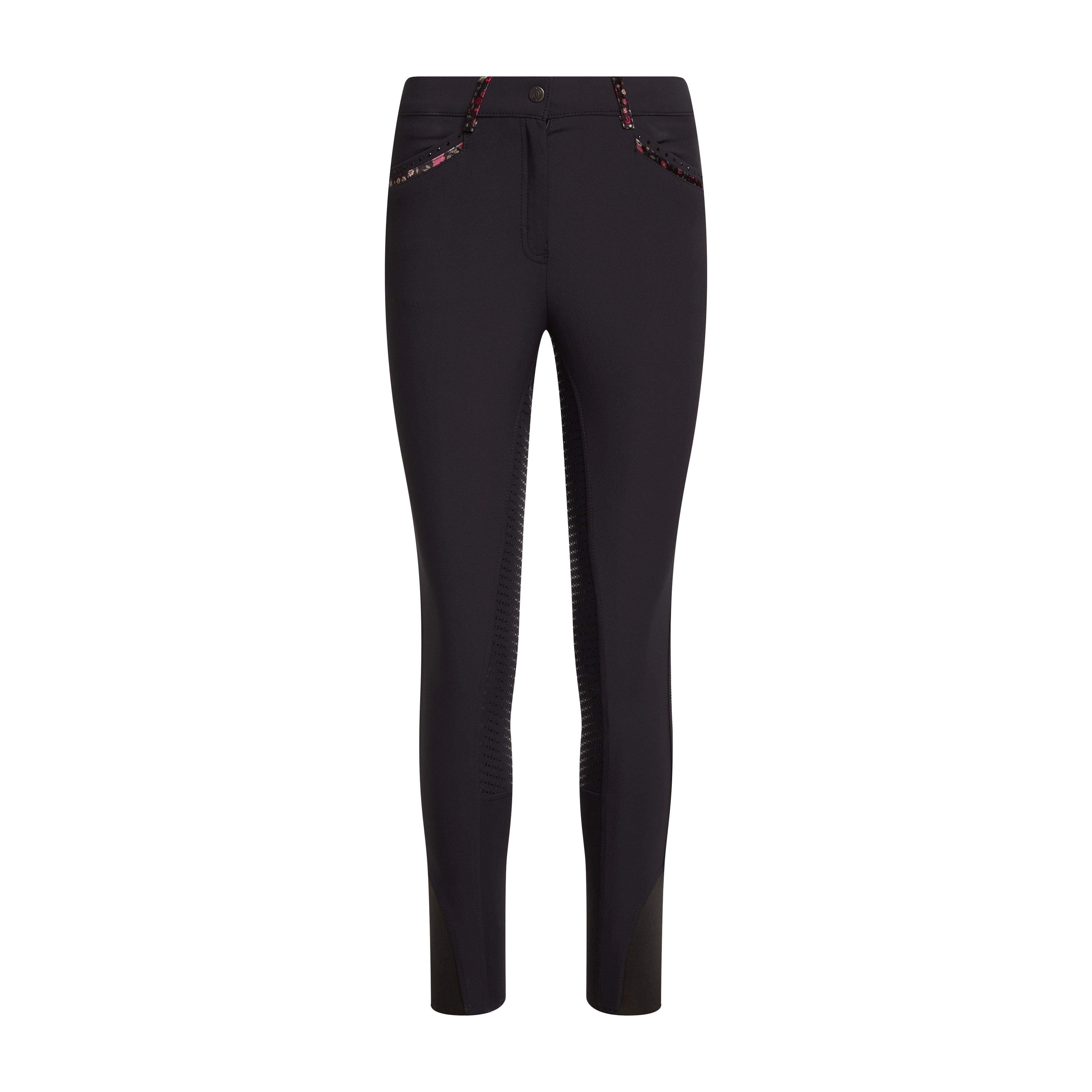 Womens El Capone Silicone Full Seats Breeches Black Flower