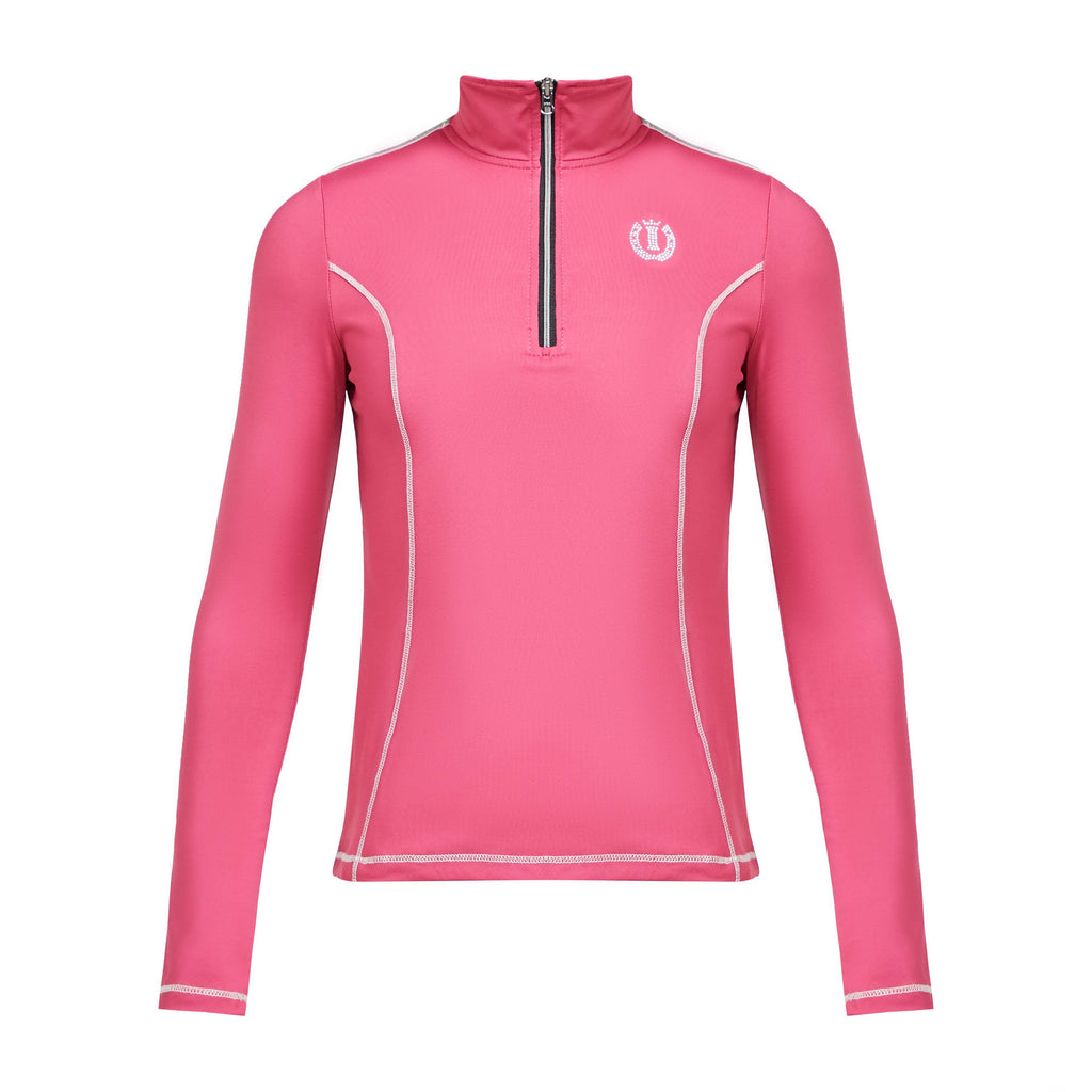 Childs Sporty Star 1/2 Zip Technical Top Flower Pink