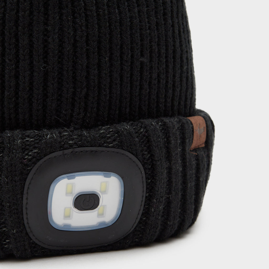 Waterproof Cold Weather LED Roll Cuff Beanie Hat Black