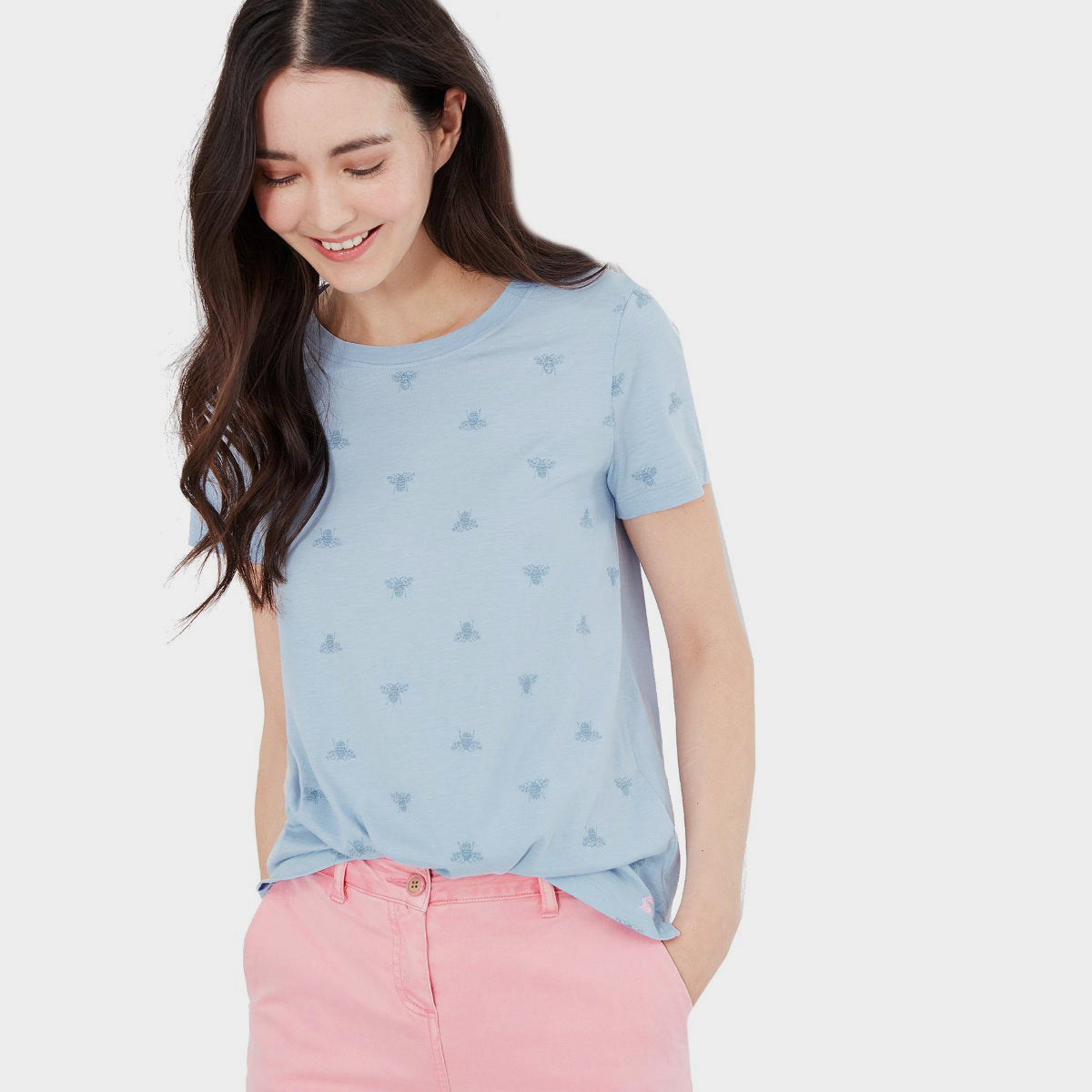 Womens Carley Embroidered T-Shirt Blue Bee