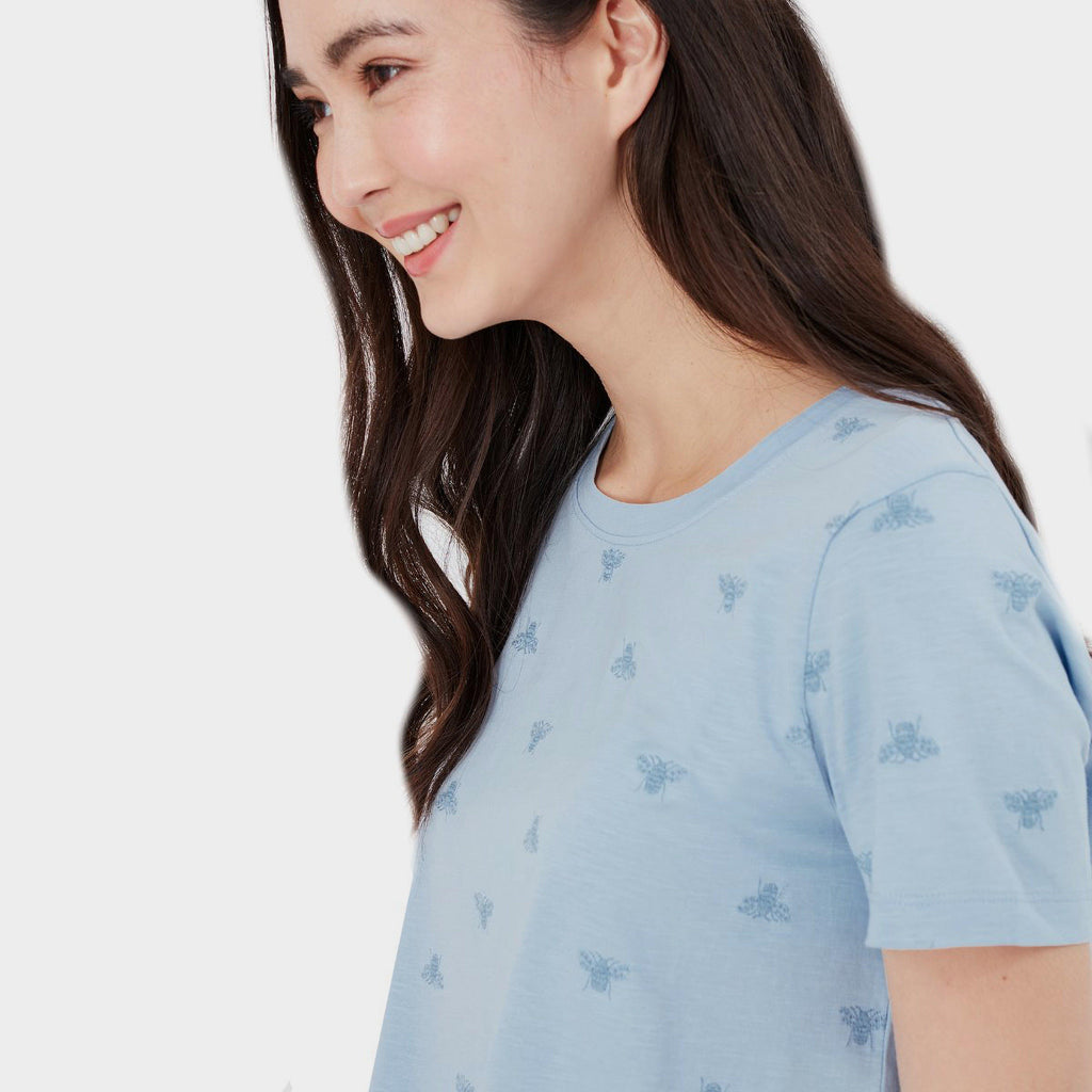 Womens Carley Embroidered T-Shirt Blue Bee