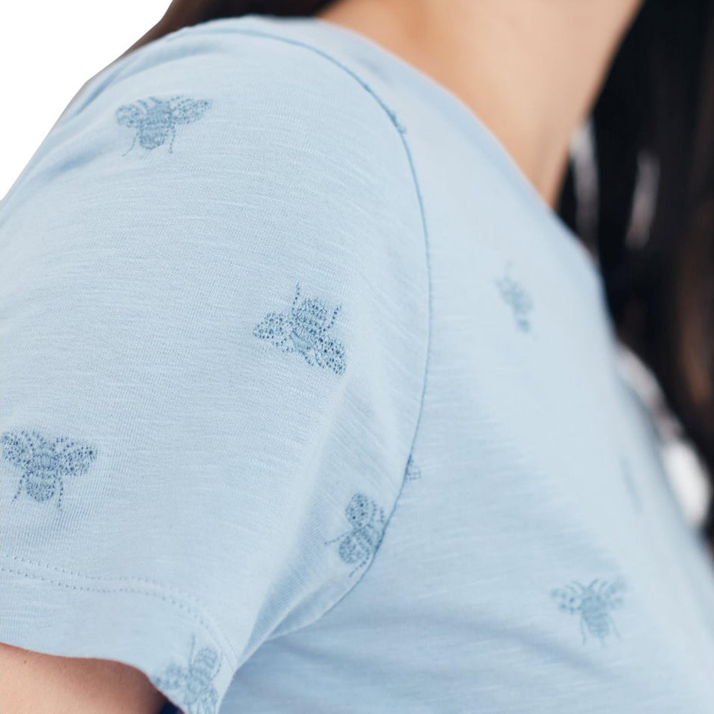 Womens Carley Embroidered T-Shirt Blue Bee