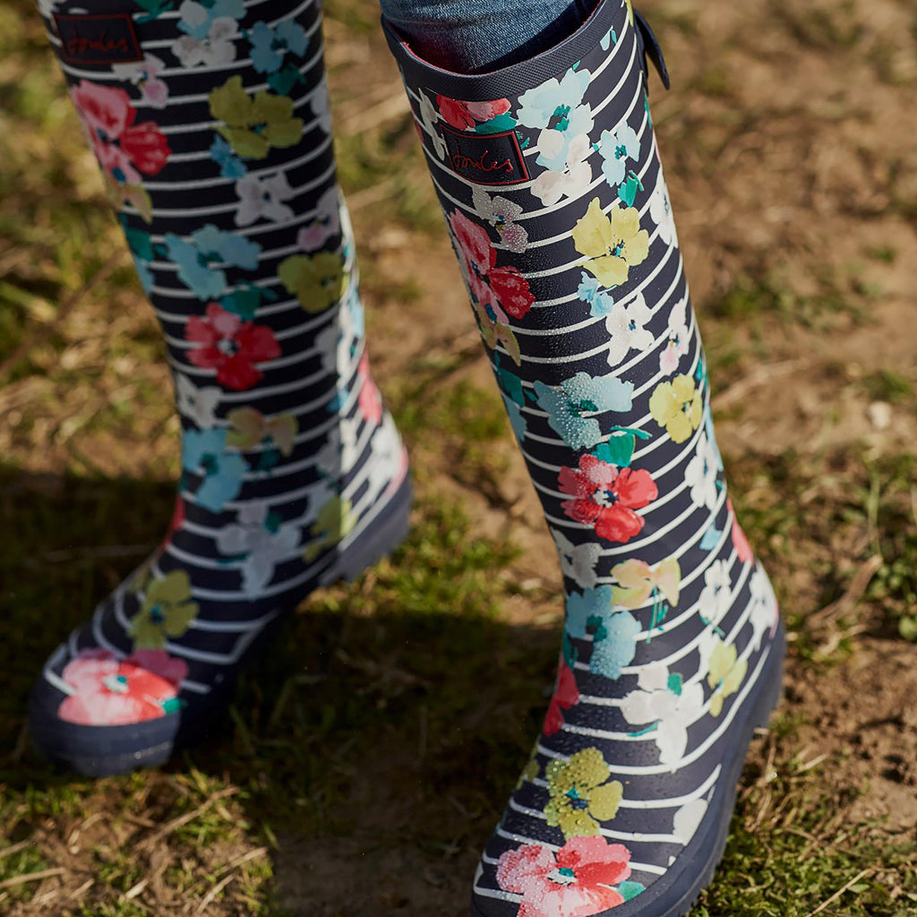 Women's Welly Print Blue Stripe Floral