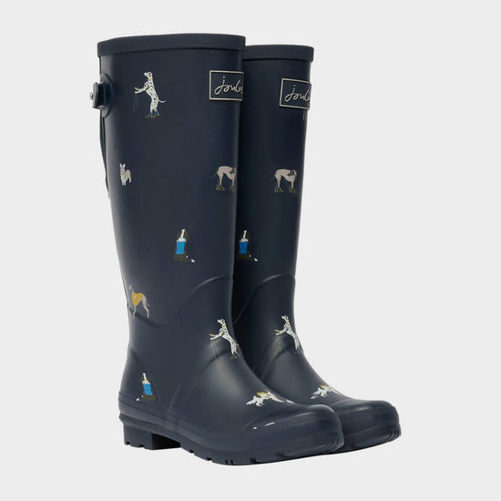 Womens Welly Print Navy Dogs