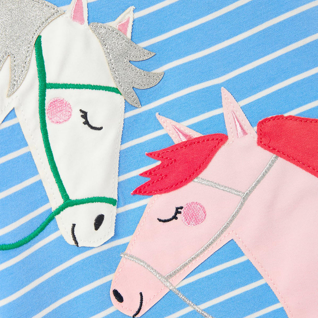 Childs Ava Top Blue Stripe Horse