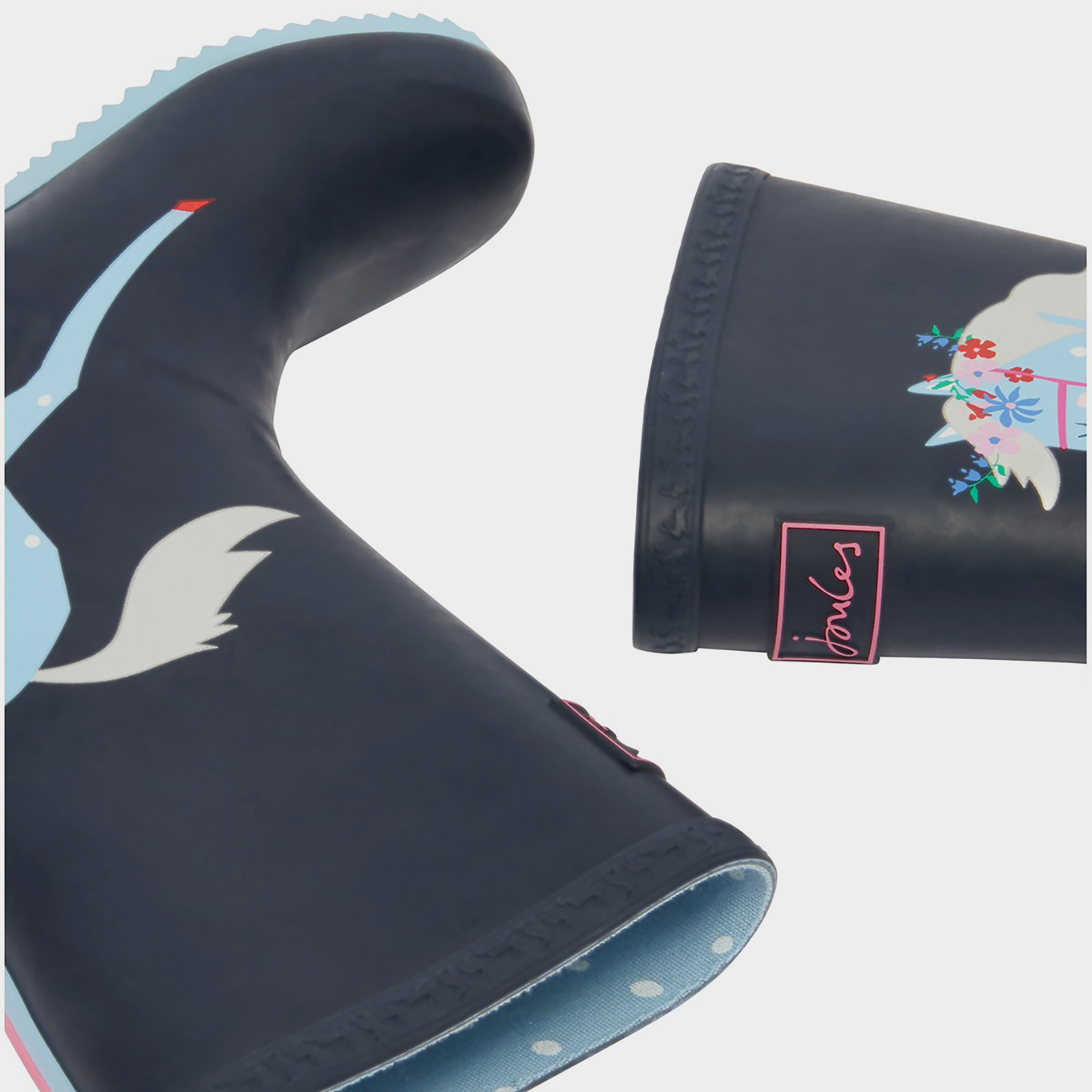 Kids Roll Up Wellies Navy Horses