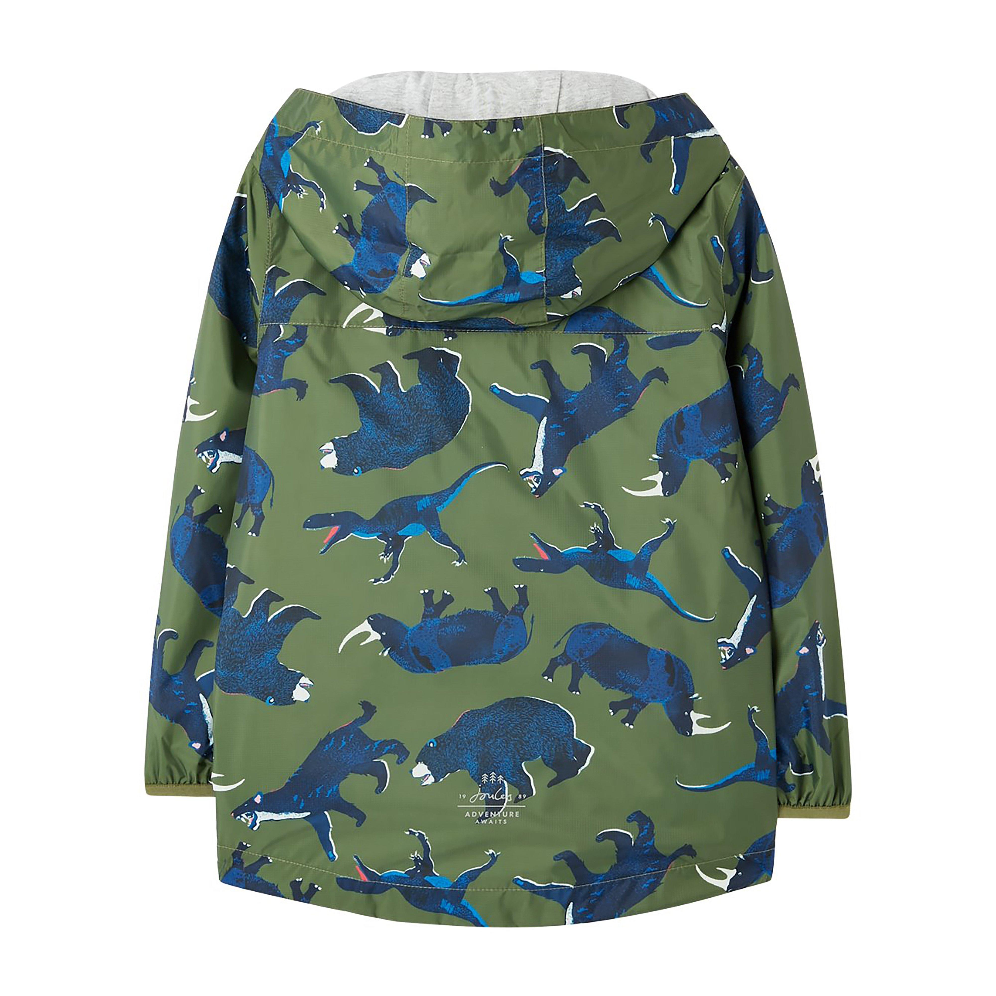 Joules Kids Bayfield Waterproof Jacket Green Beasts