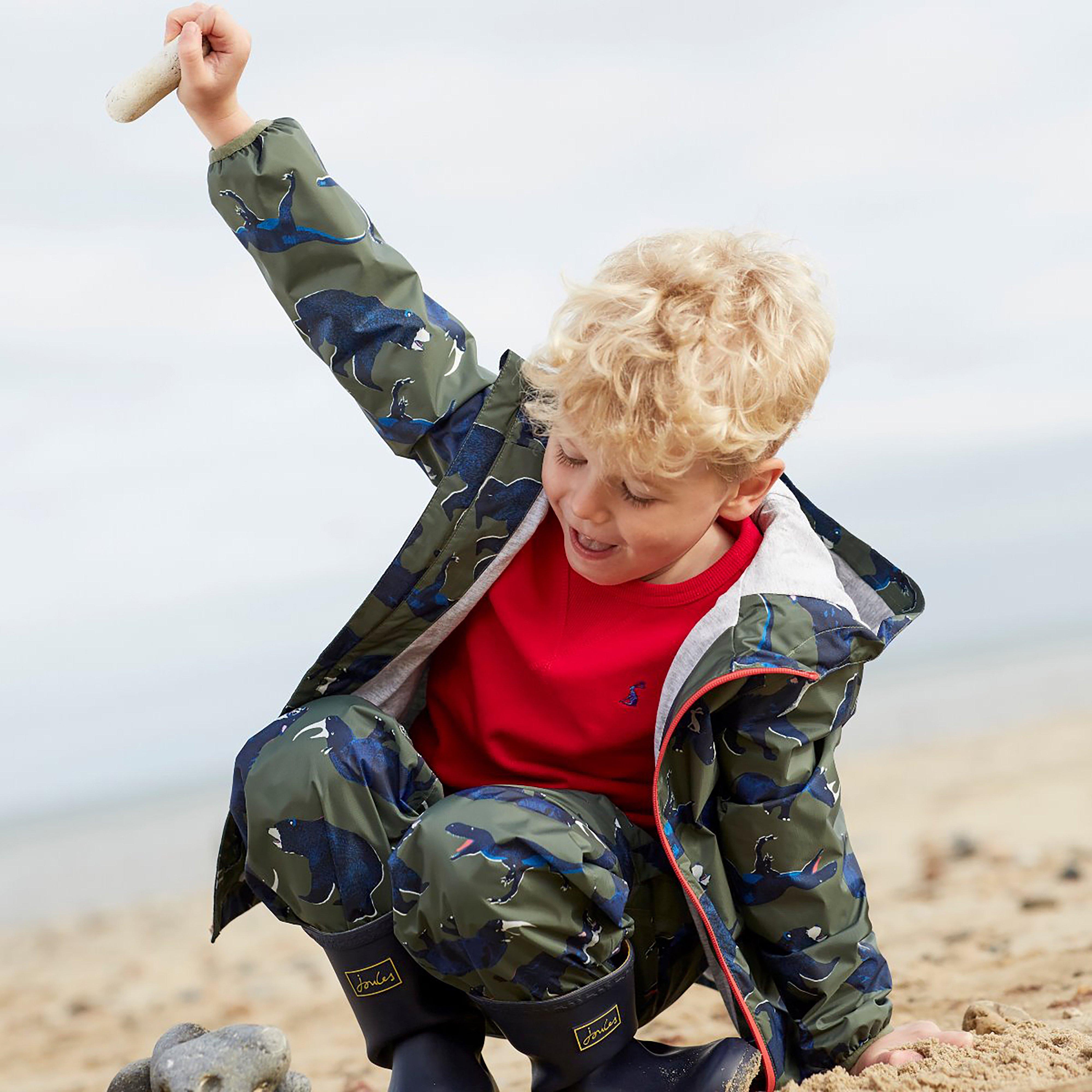 Joules Kids Bayfield Waterproof Jacket Green Beasts