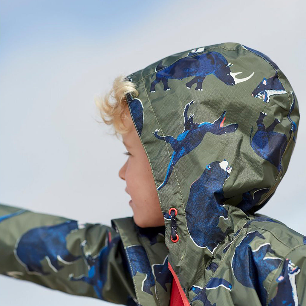 Joules Kids Bayfield Waterproof Jacket Green Beasts